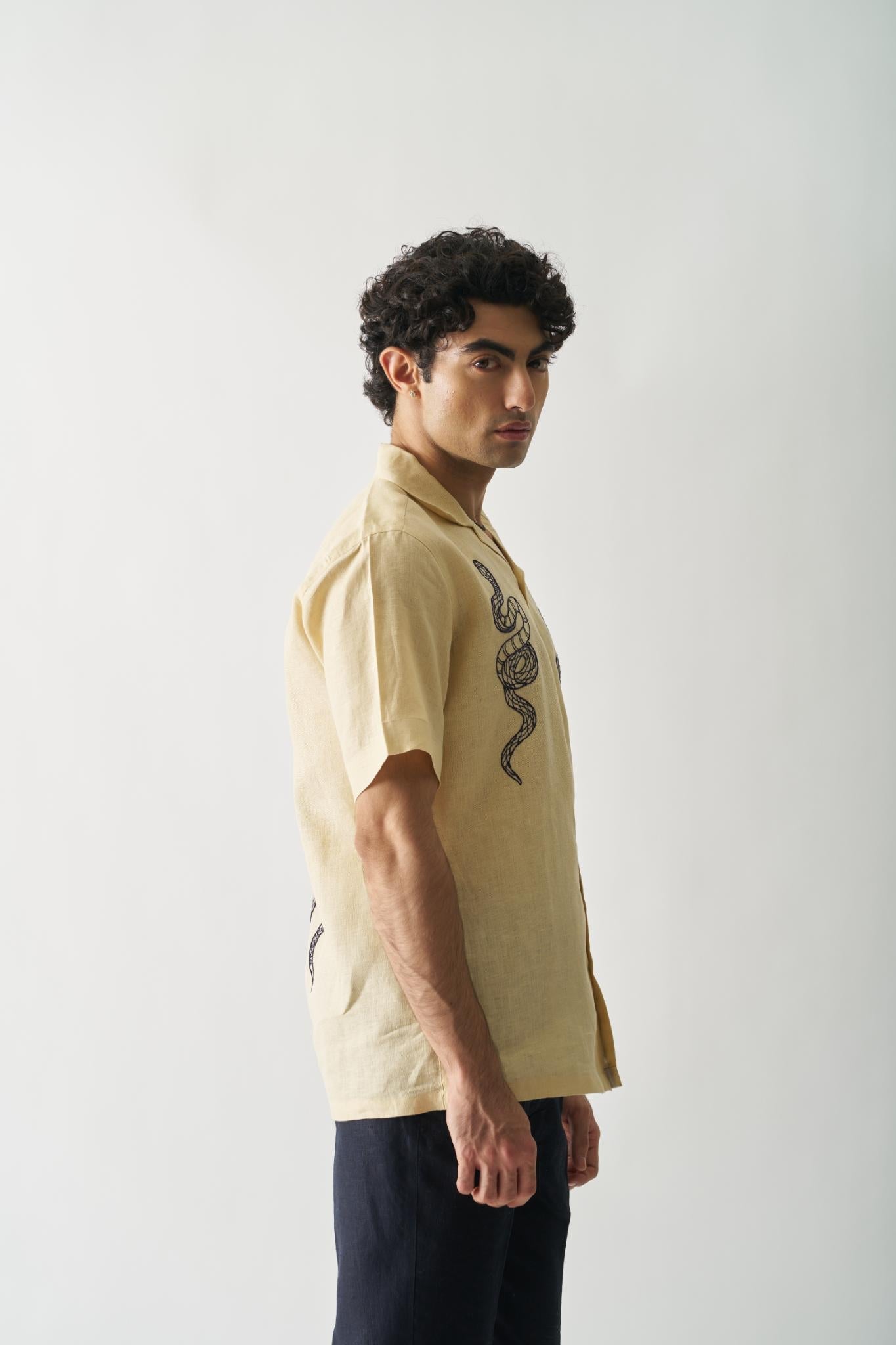 Venomous Aesthetic - Mens Hand Embroidered Pure Linen Shirt - CiceroniShirtsCultura Studio