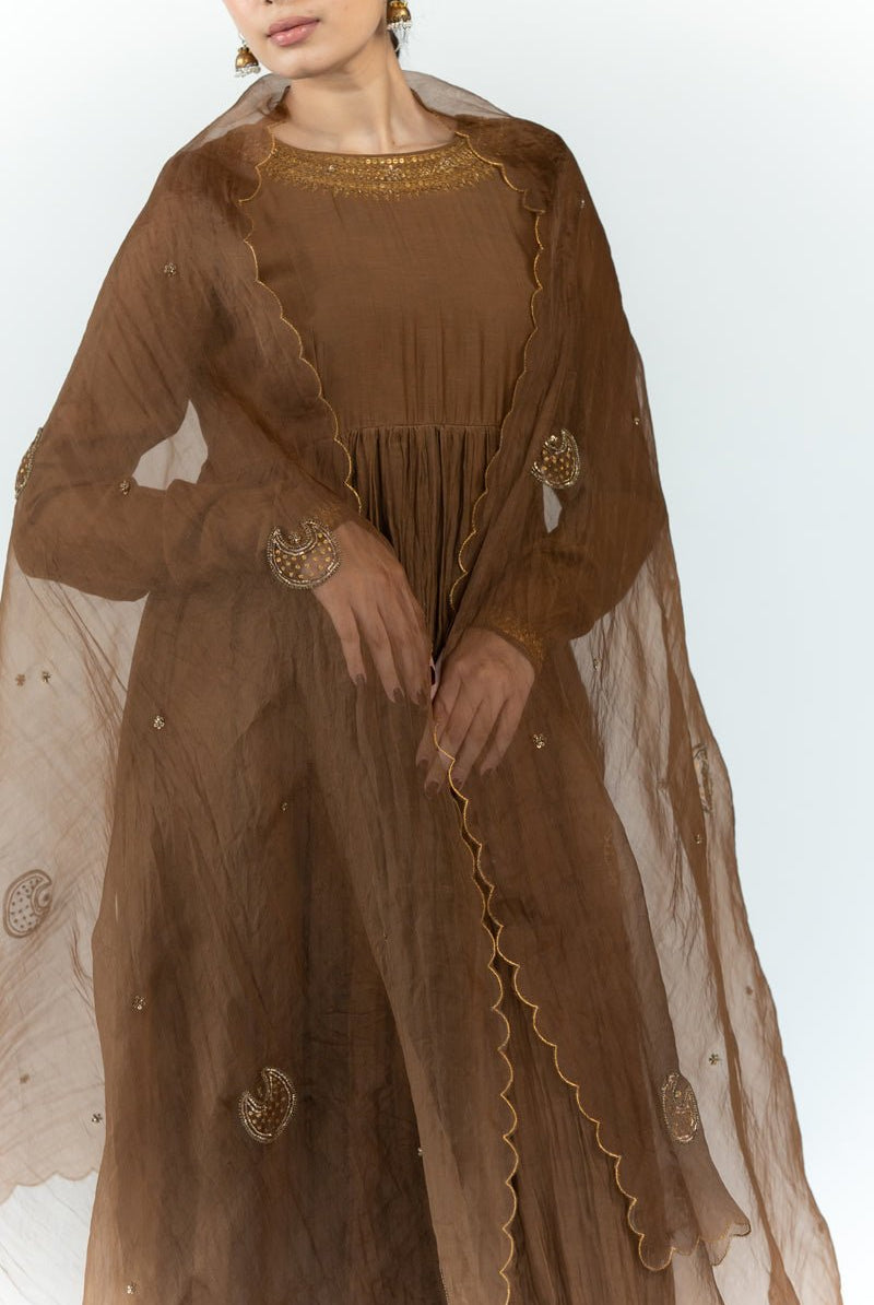 Vintage Brown Chaand Odhani - CiceroniOdhaniNirjara