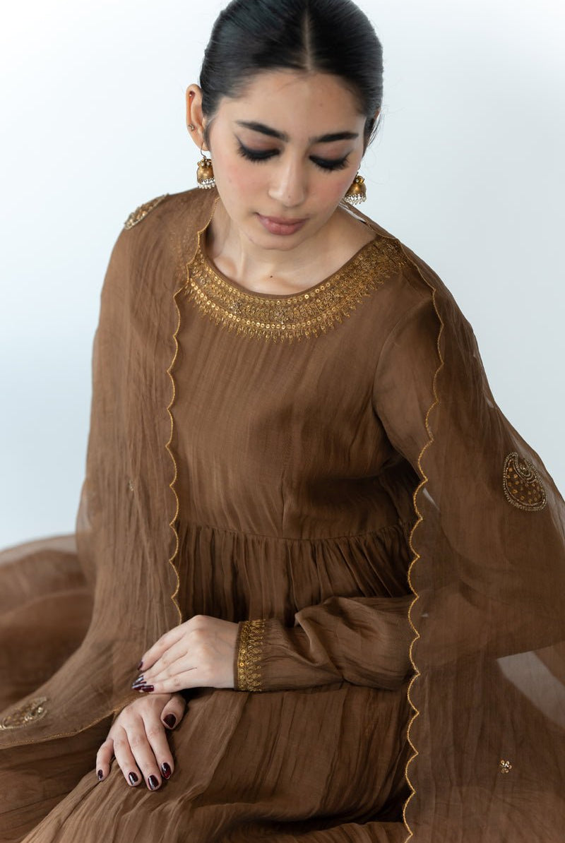 Vintage Brown Chaand Odhani - CiceroniOdhaniNirjara