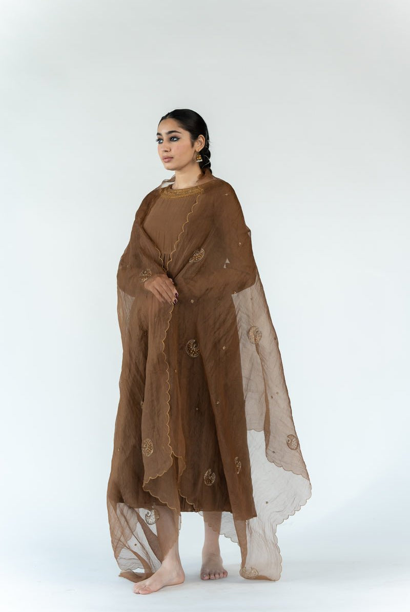 Vintage Brown Chaand Odhani - CiceroniOdhaniNirjara