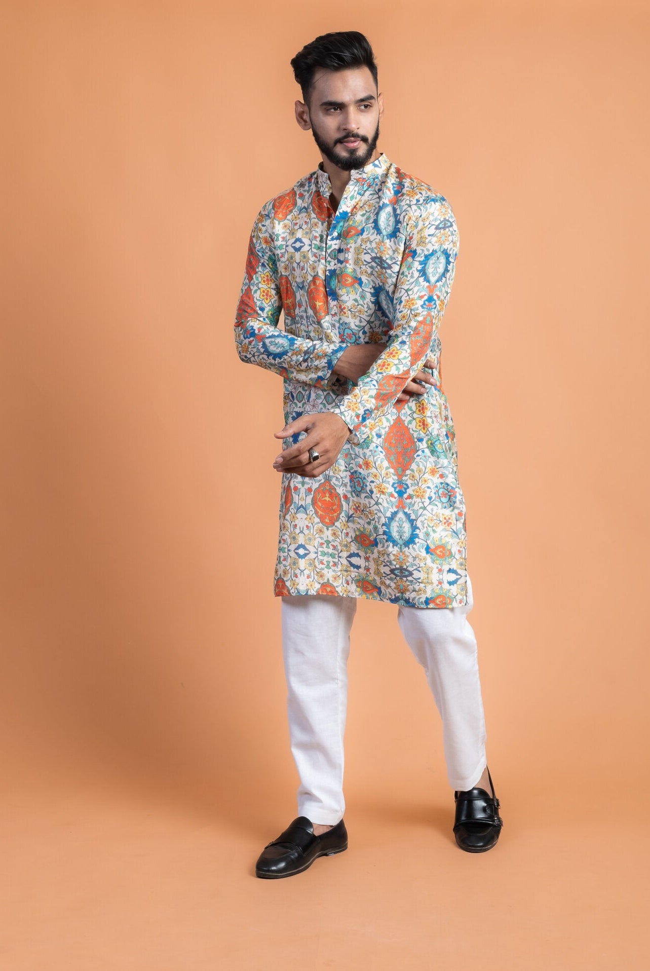 Vintage Silk Printed Kurta - CiceroniKurtaHouse Of K.C