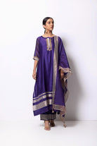 Violet Chanderi Silk Kurta Set with Dupatta - CiceroniBhavik Shah