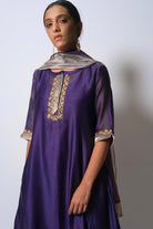Violet Chanderi Silk Kurta Set with Dupatta - CiceroniBhavik Shah