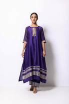 Violet Chanderi Silk Kurta Set with Dupatta - CiceroniBhavik Shah