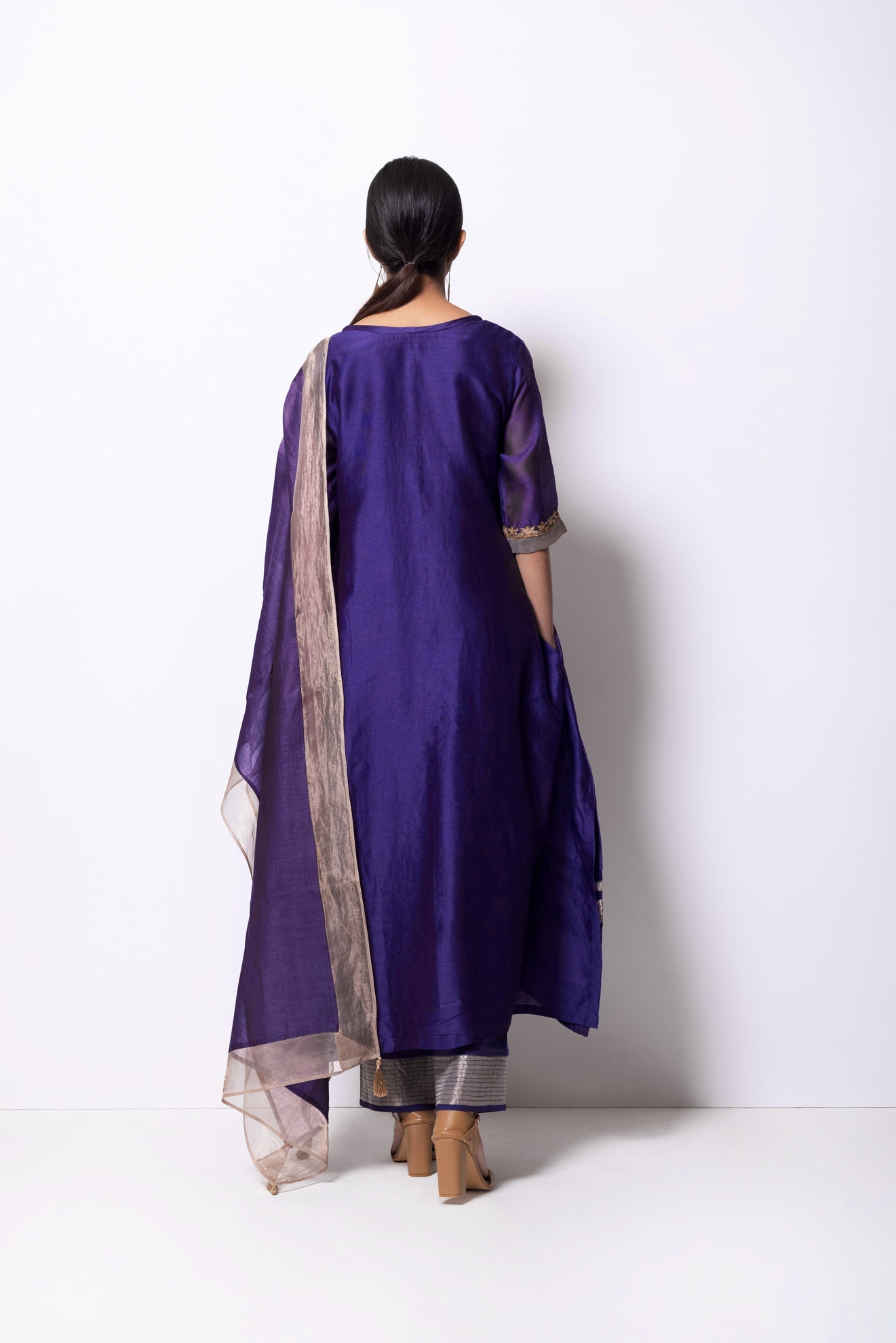 Violet Chanderi Silk Kurta Set with Dupatta - CiceroniBhavik Shah