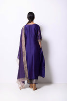 Violet Chanderi Silk Kurta Set with Dupatta - CiceroniBhavik Shah