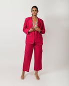 Viva Magenta Linen Blazer Co-ord Set (Set of 2) - CiceroniCo-ord SetRias Jaipur