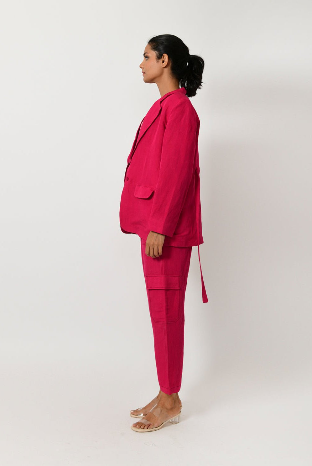 Viva Magenta Linen Blazer Co-ord Set (Set of 2) - CiceroniCo-ord SetRias Jaipur