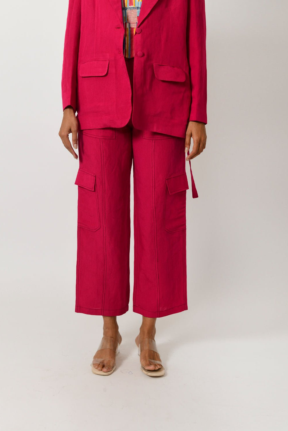 Viva Magenta Linen Blazer Co-ord Set (Set of 2) - CiceroniCo-ord SetRias Jaipur