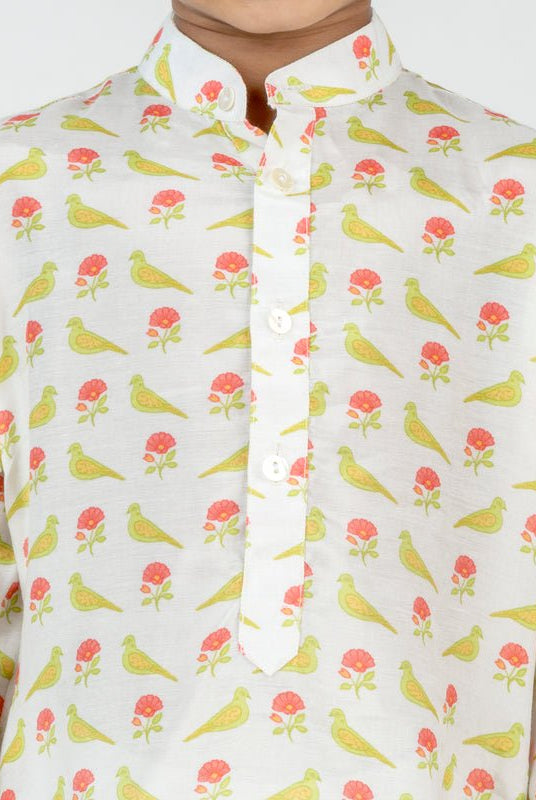 White Bird Printed Kurta Set - CiceroniKurta Set, Festive wearMr. Brat