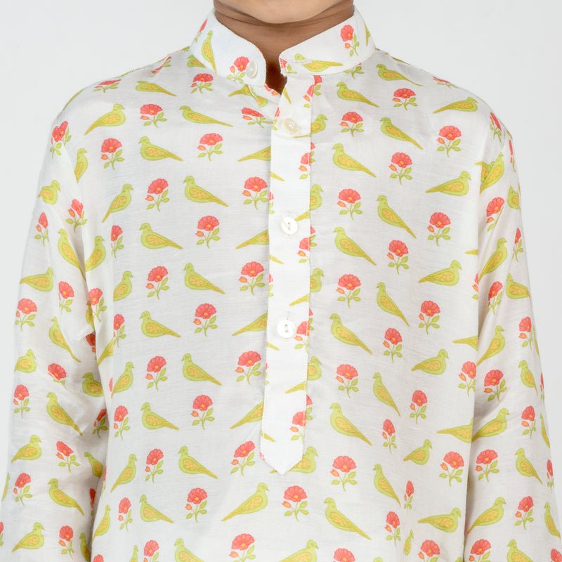 White Bird Printed Kurta Set - CiceroniKurta Set, Festive wearMr. Brat