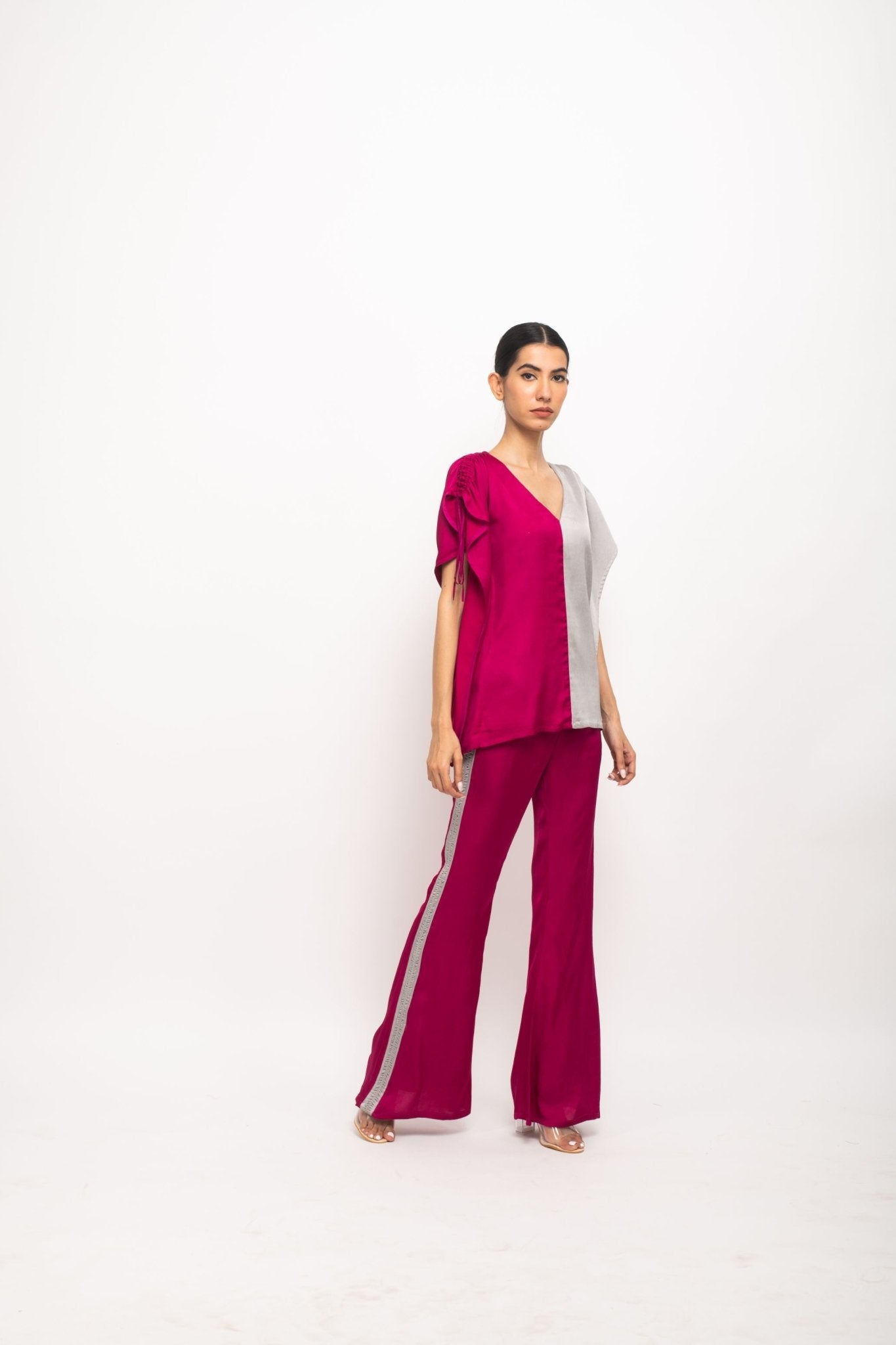 Wine-Grey Kaftan Set - CiceroniCo-ord SetNeora