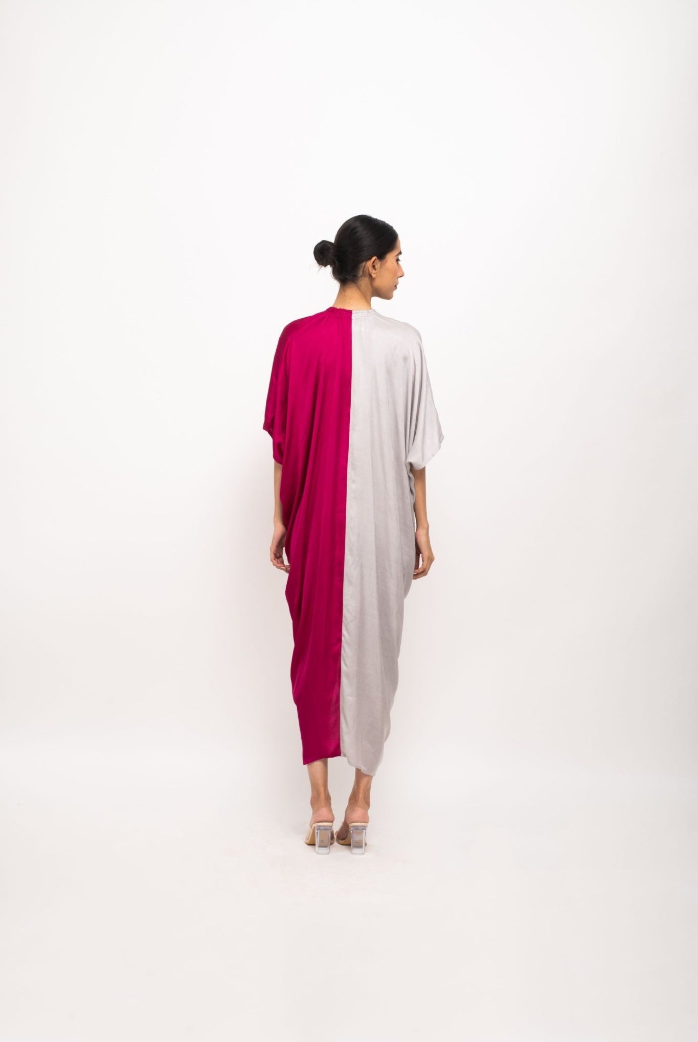 Wine-Grey Rouching Cape - CiceroniDressNeora