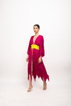 Wine-Neon Asymmetrical Cape - CiceroniDressNeora