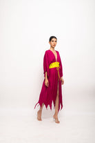 Wine-Neon Asymmetrical Cape - CiceroniDressNeora
