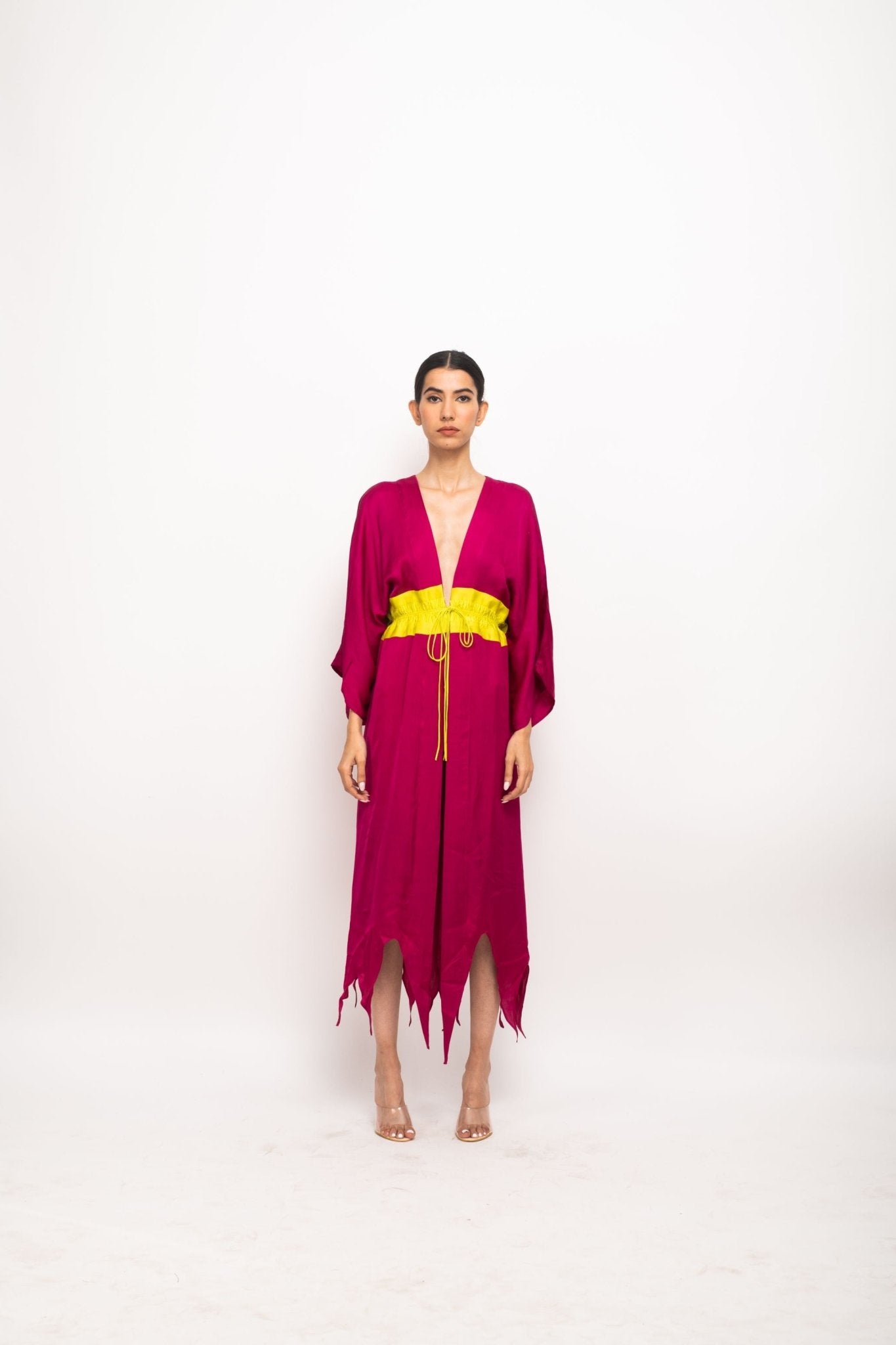 Wine-Neon Asymmetrical Cape - CiceroniDressNeora