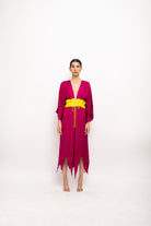 Wine-Neon Asymmetrical Cape - CiceroniDressNeora
