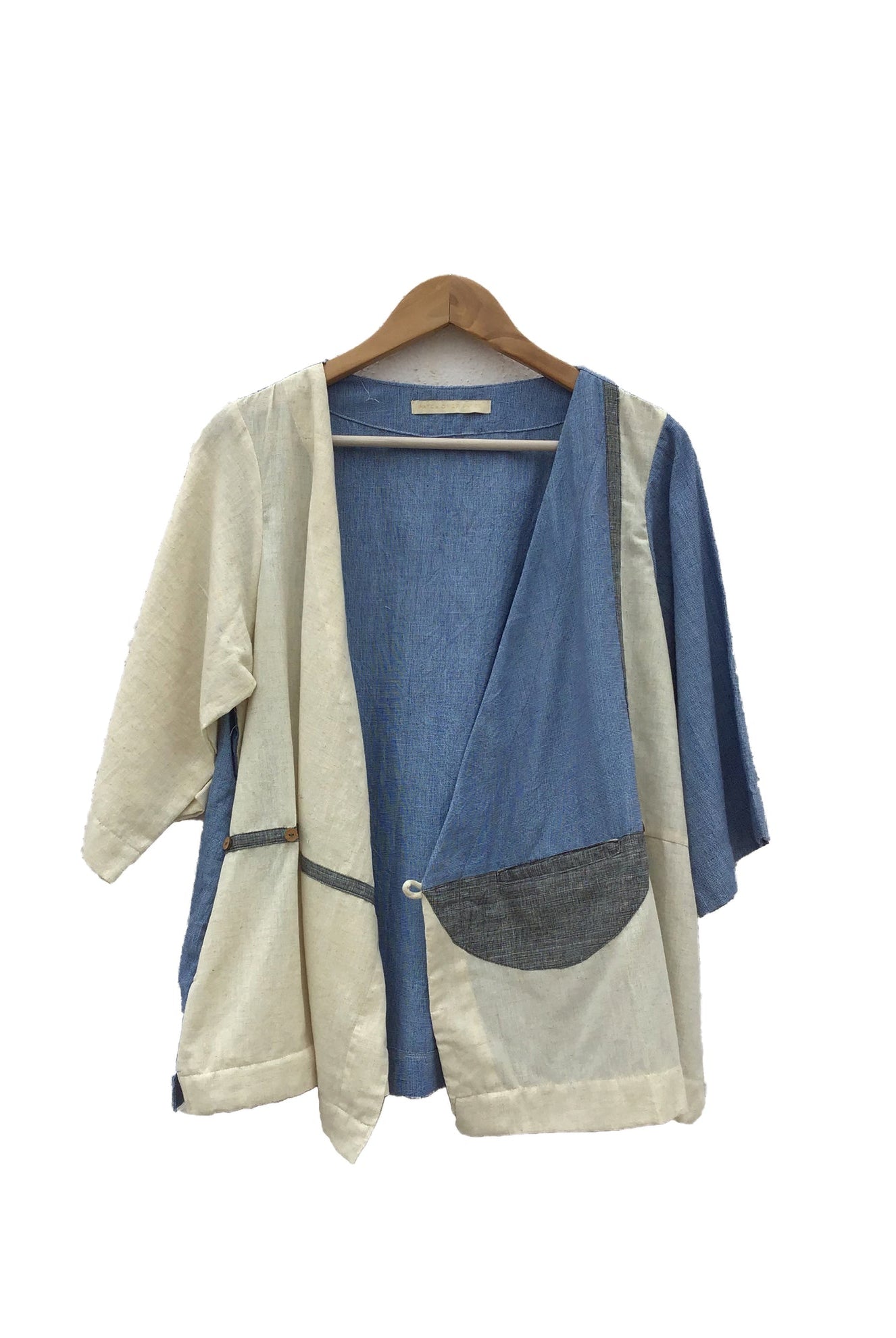 Wrap Top In Grey/Blue - CiceroniPatch Over Patch