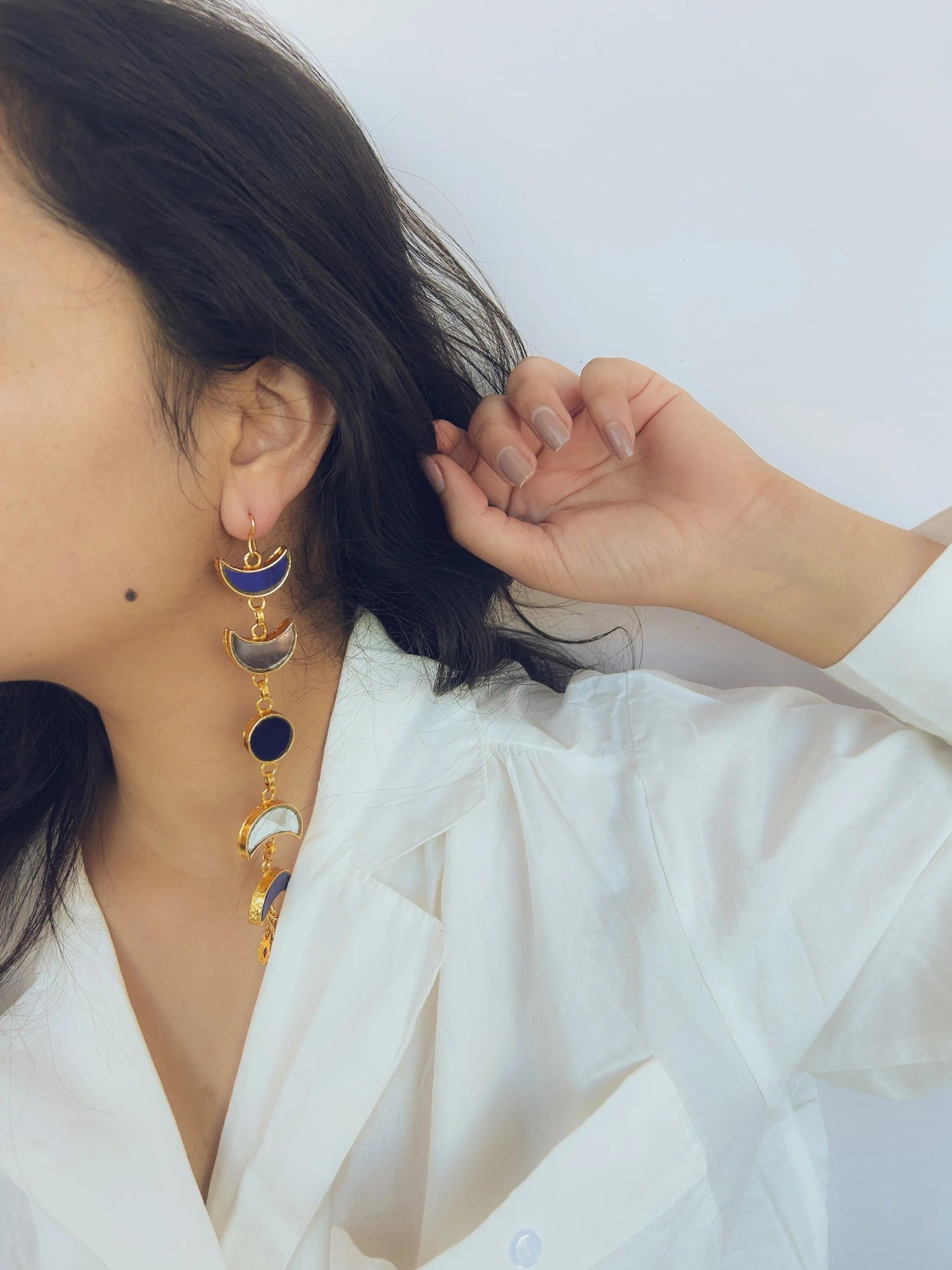 Yaraa Blue & White Gold Plated Earrings - CiceroniEarringsAimra'a