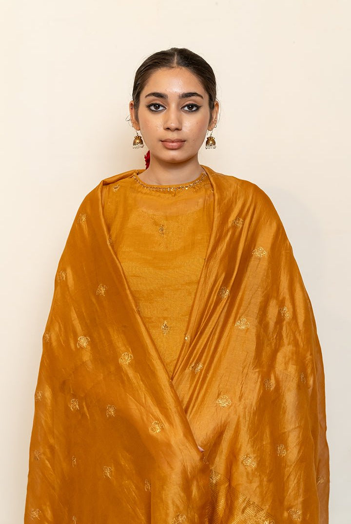 Zareen Gharara Set - Mustard (Set of 3) - CiceroniKurta Set, Festive wearNirjara