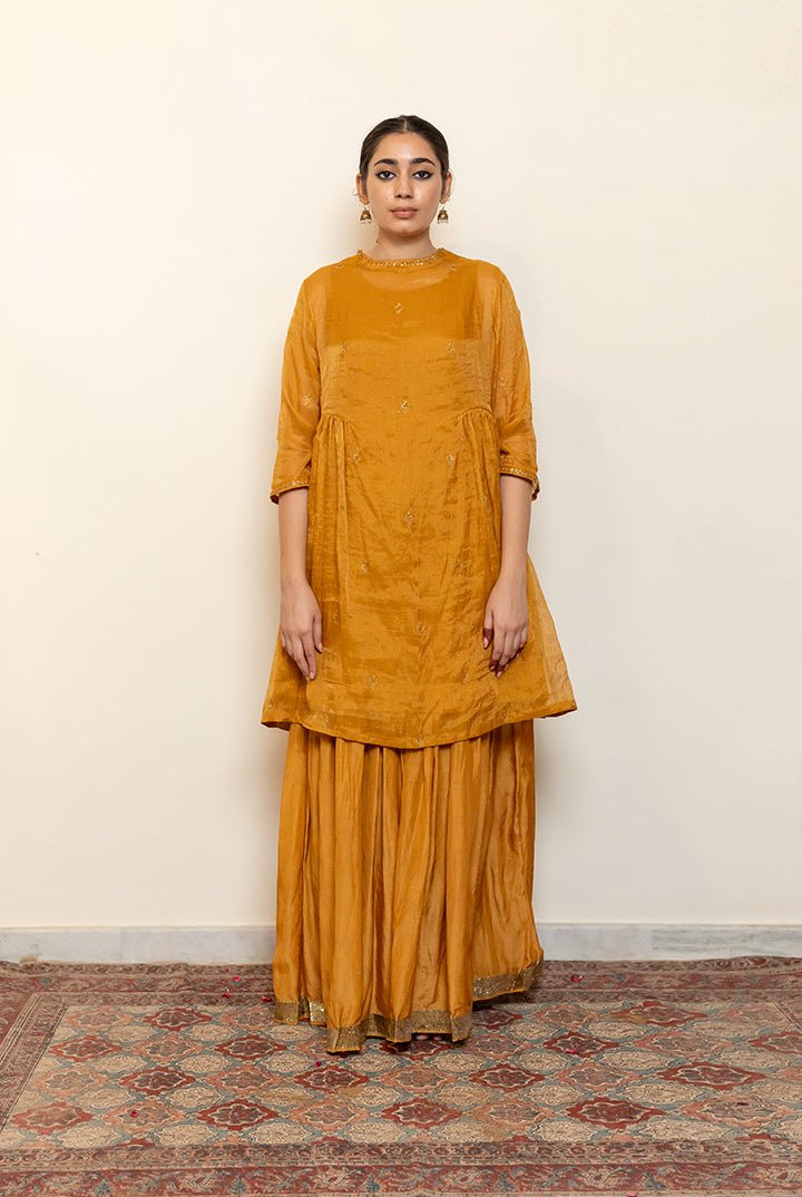 Zareen Gharara Set - Mustard - CiceroniKurta Set, Festive wearNirjara