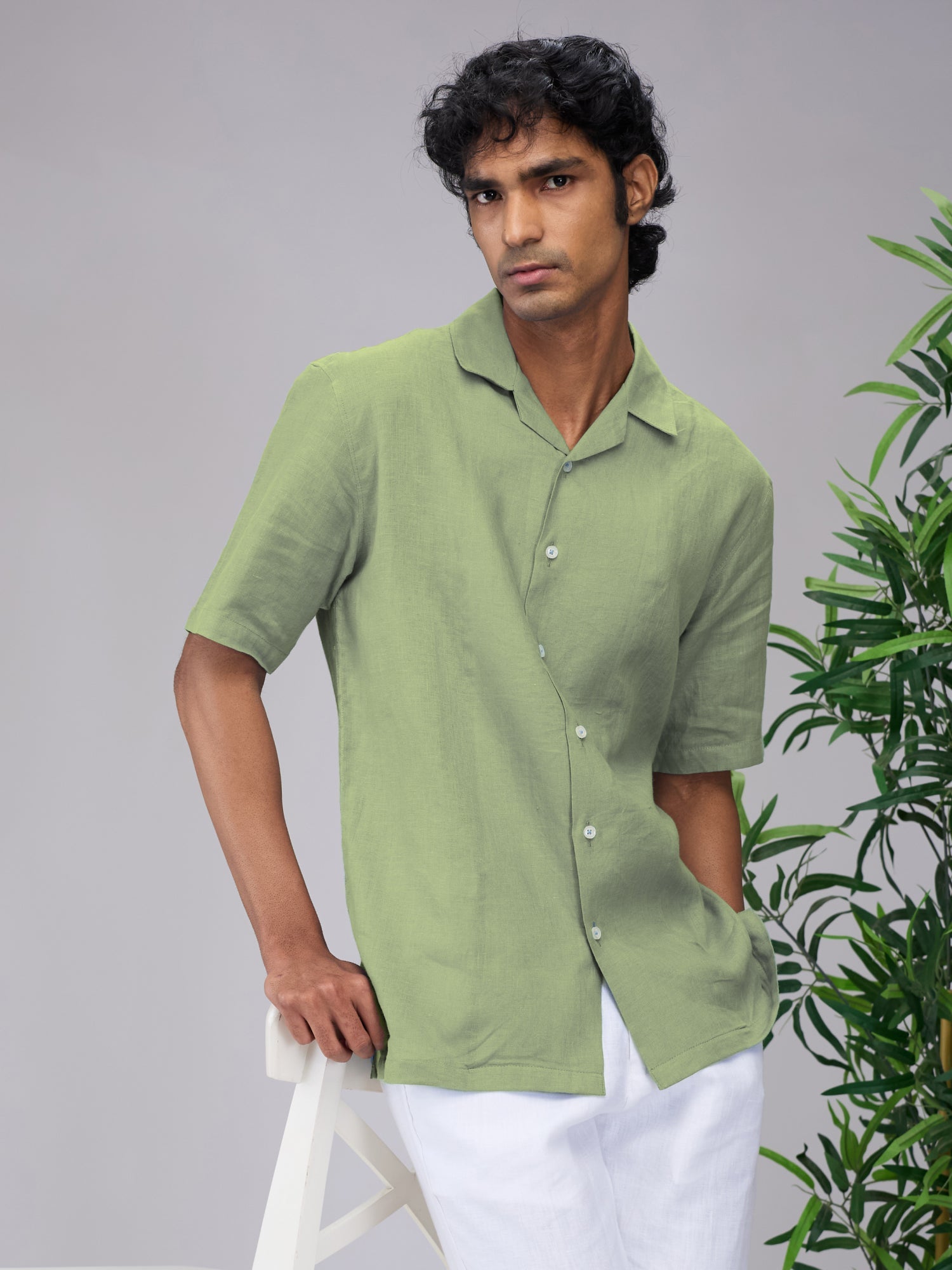 100% Linen Cuban Collar Shirt - CiceroniMen Shirtsbhrāta