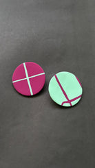 Abstract Studs - Mint green and Fuschia - CiceroniEarringsColoured Ears