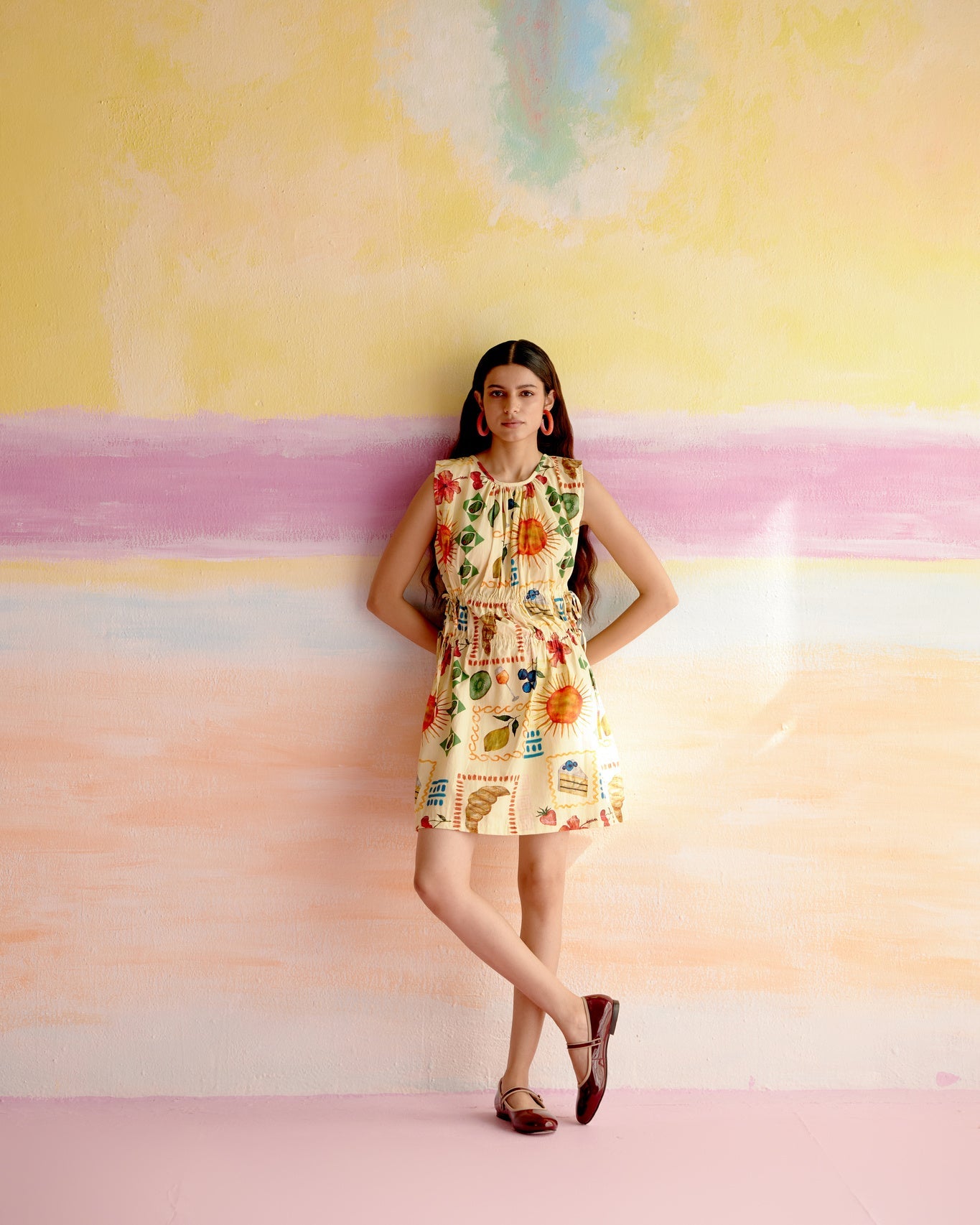After Hours Short Dress Aloha Print Yellow - CiceroniDressesHappi Space