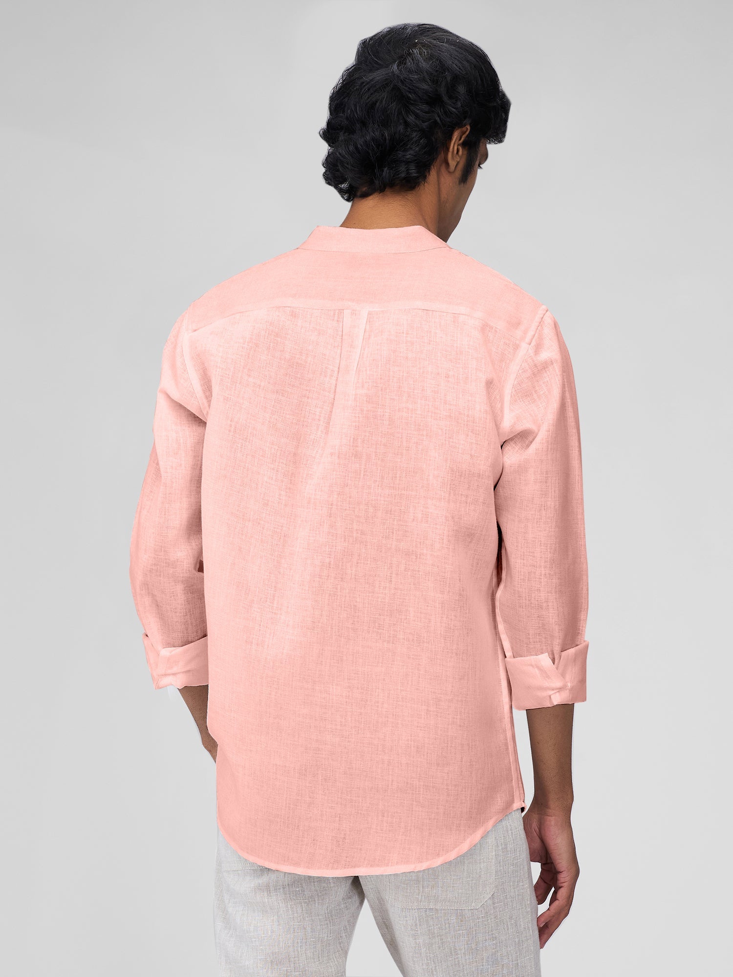 Airavat Mandarin | Coral Peach 100% Linen Shirt - CiceroniMen Shirtsbhrāta