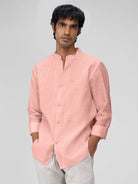 Airavat Mandarin | Coral Peach 100% Linen Shirt - CiceroniMen Shirtsbhrāta