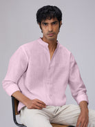 Airavat Mandarin | Lavender 100% Linen Shirt - CiceroniMen Shirtsbhrāta