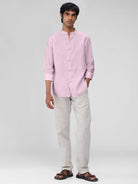 Airavat Mandarin | Lavender 100% Linen Shirt - CiceroniMen Shirtsbhrāta