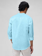 Airavat Mandarin | Sky Blue 100% Linen Shirt - CiceroniMen Shirtsbhrāta