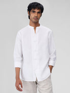 Airavat Mandarin | White 100% Linen Shirt - CiceroniMen Shirtsbhrāta