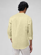 Airavat Mandarin | Yellow 100% Linen Shirt - CiceroniMen Shirtsbhrāta