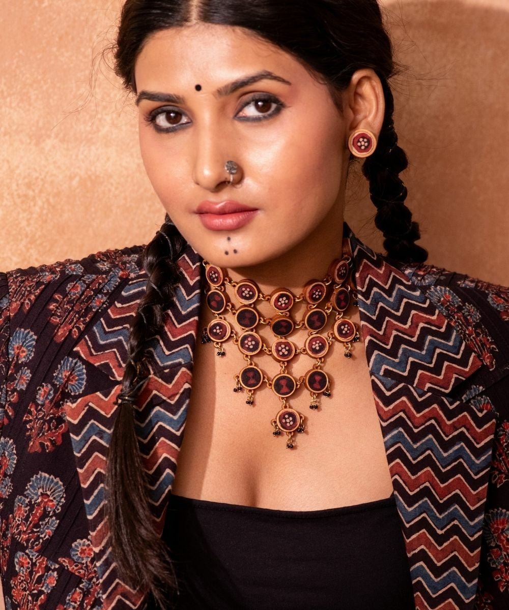 Ajrakh Adjustable Statement Necklace - CiceroniNecklaceWhe by Abira