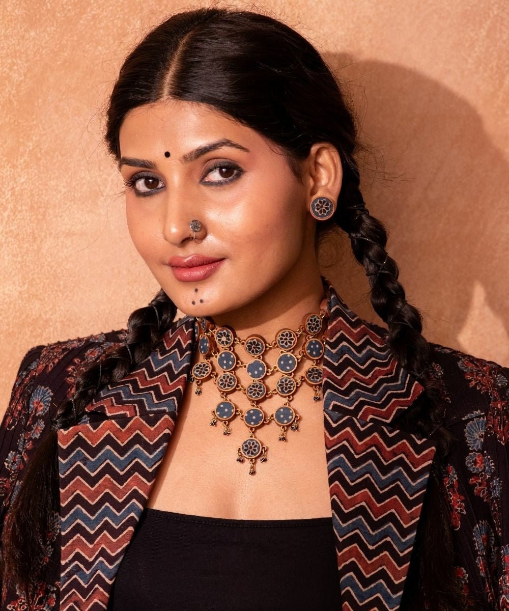 Ajrakh Adjustable Statement Necklace - CiceroniNecklaceWhe by Abira