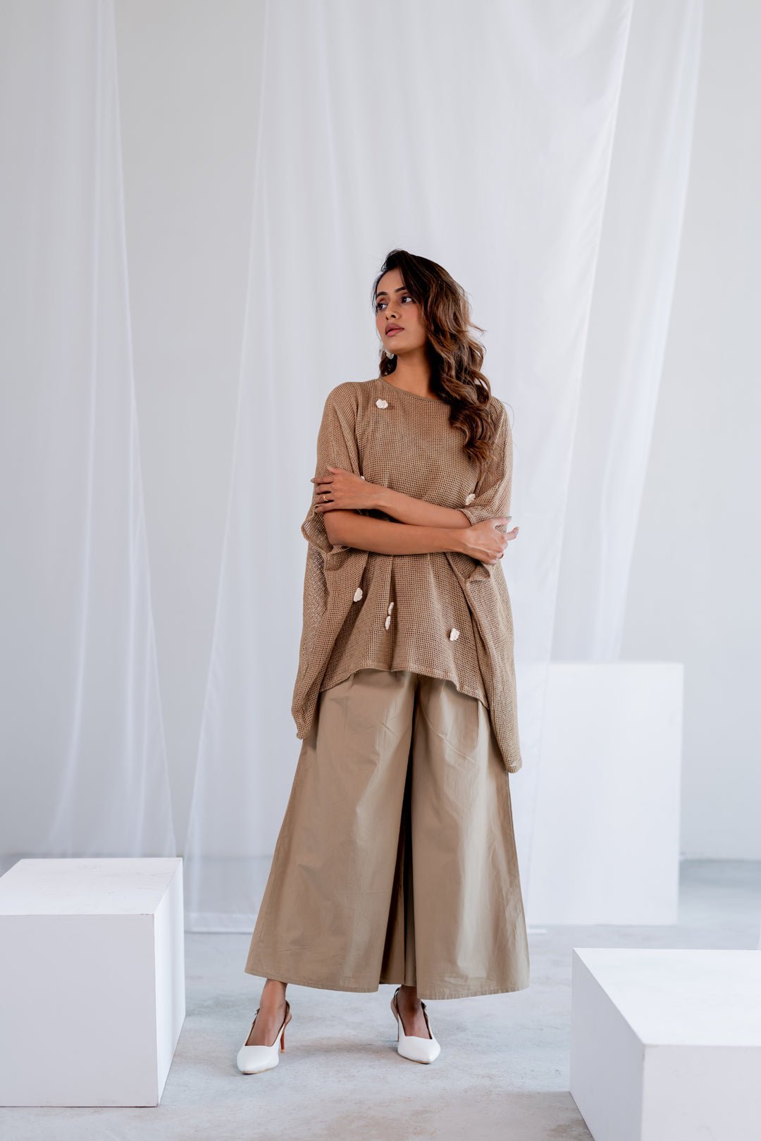 Almond Mesh Kaftan - CiceroniTopsSilai Studio