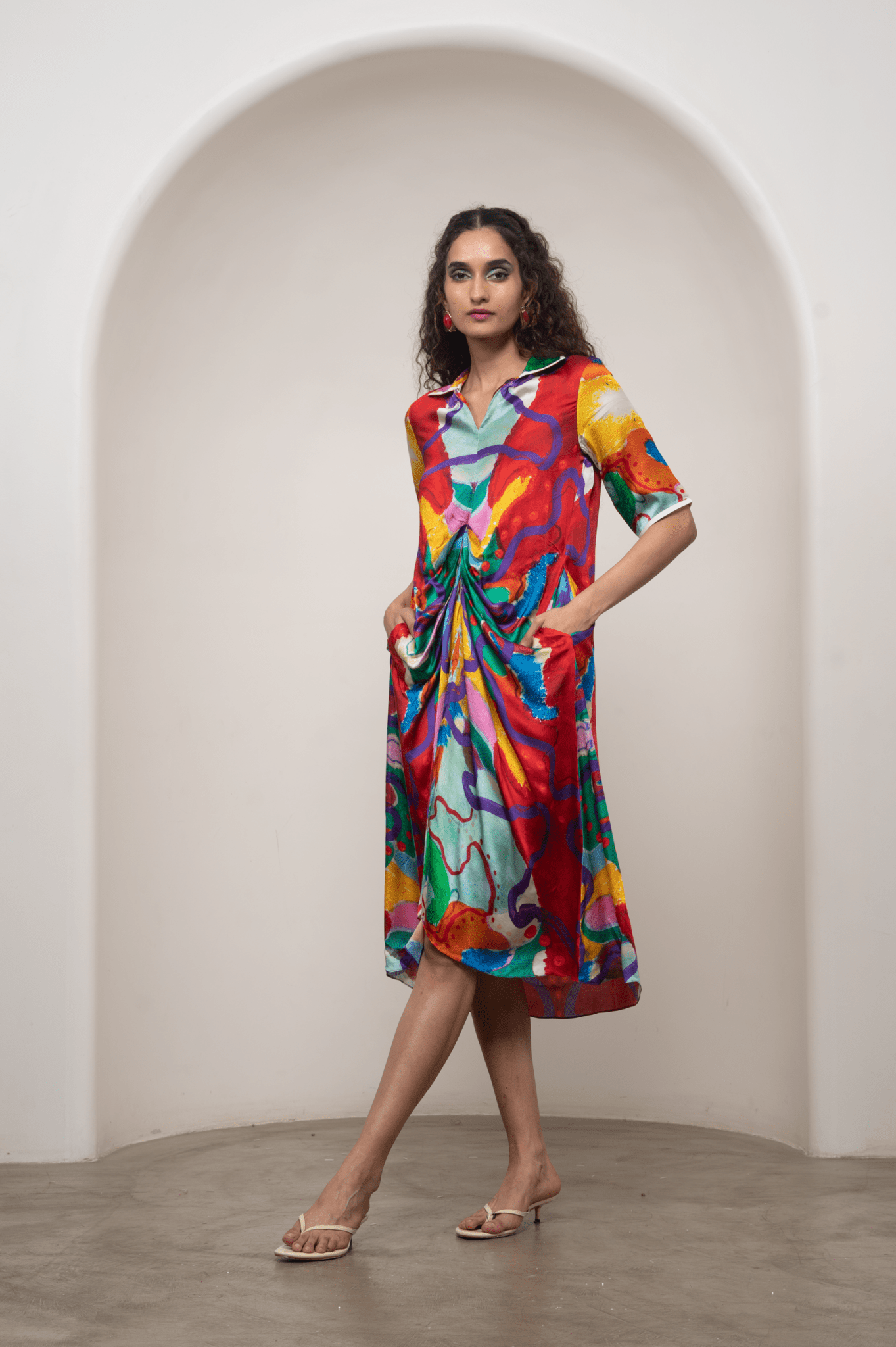 Alya Draped Shirt Dress - CiceroniDressesAdvait