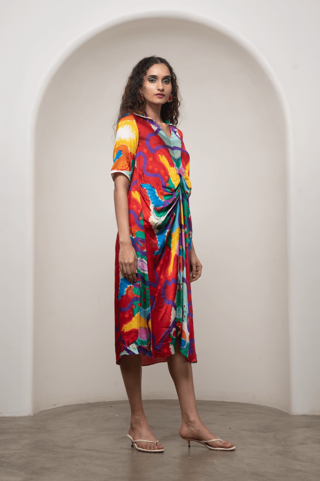 Alya Draped Shirt Dress - CiceroniDressesAdvait