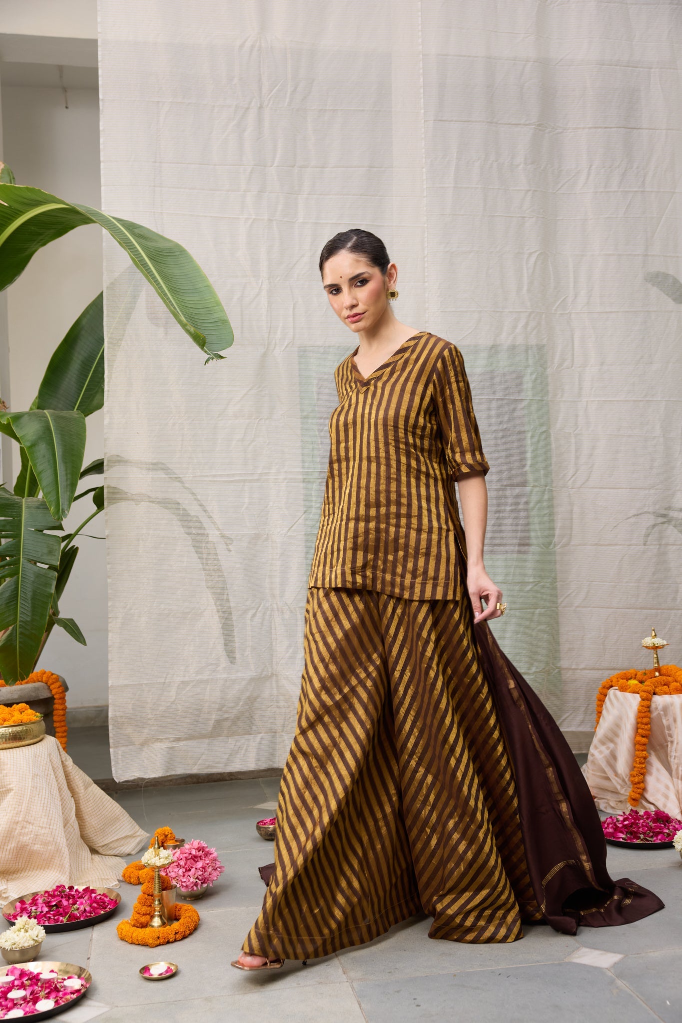 Amala Set - Brown and Gold - CiceroniKurta Set, Festive WearRAAS Life