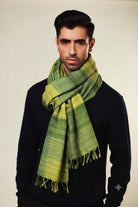 Amazon Green Madras Checks Peace Silk Scarf for Men - CiceroniScarfAeshaane