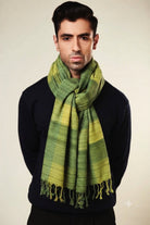 Amazon Green Madras Checks Peace Silk Scarf for Men - CiceroniScarfAeshaane