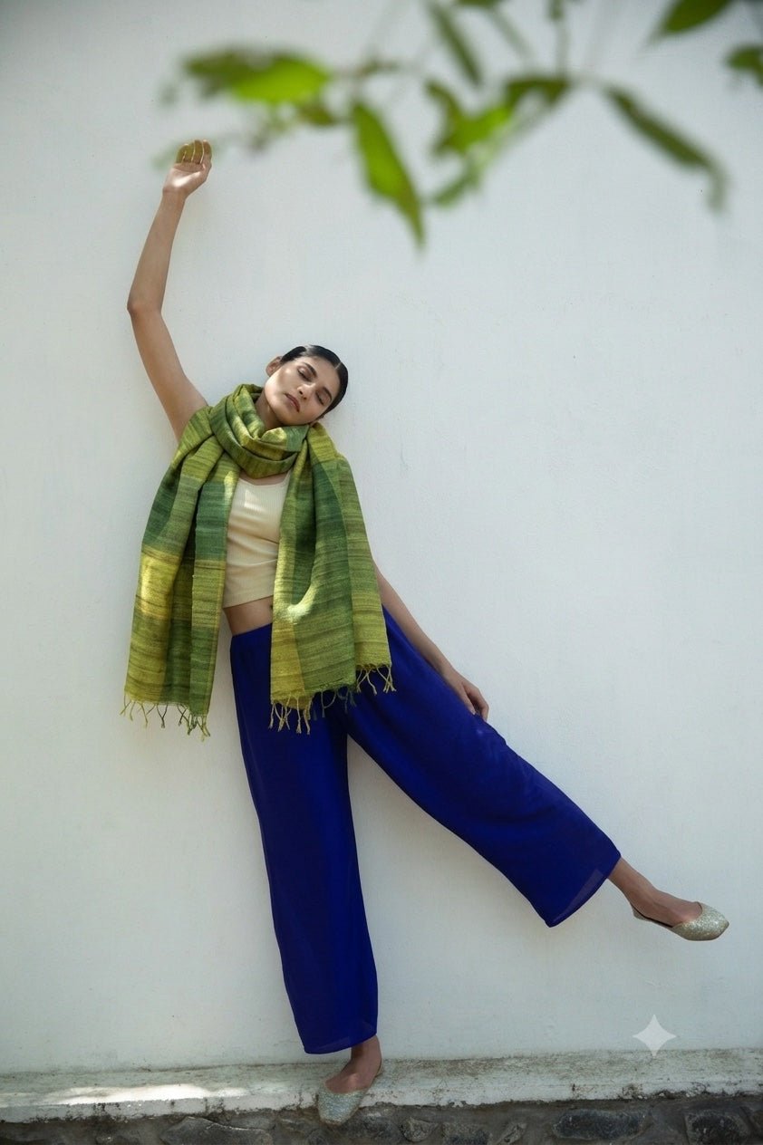 Amazon Green Madras Checks Peace Silk Scarf for Women - CiceroniScarfAeshaane