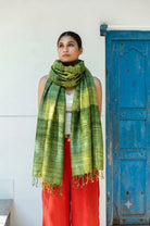 Amazon Green Madras Checks Peace Silk Scarf for Women - CiceroniScarfAeshaane