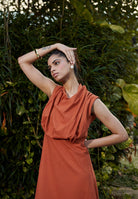 Amber Co - Linen Cowl Neck Dress - CiceroniDressesSaphed