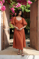 Amber Co - Linen Front Twist Dress - CiceroniDressesSaphed