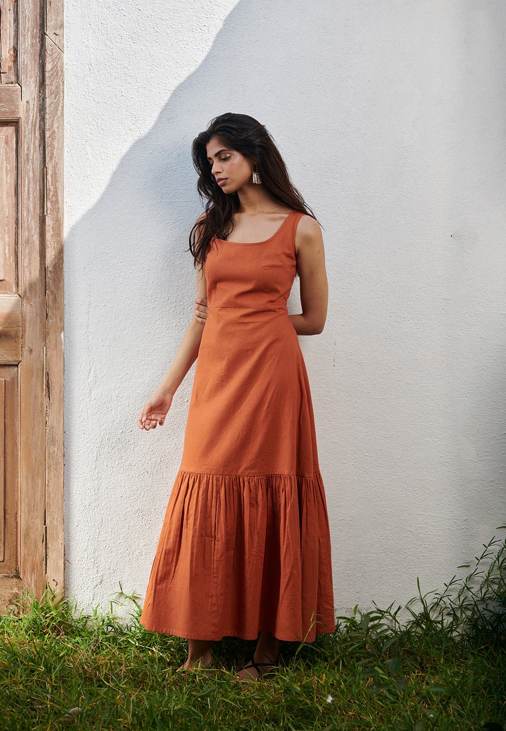 Amber Co - Linen Sleeveless Tiered Dress - CiceroniDressesSaphed