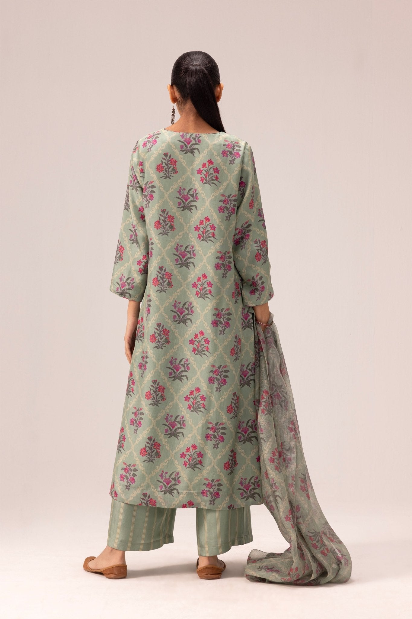 Amelia Kurta Set of 3 - Sage Green - CiceroniKurta Set, Everyday WearLabel Shreya Sharma