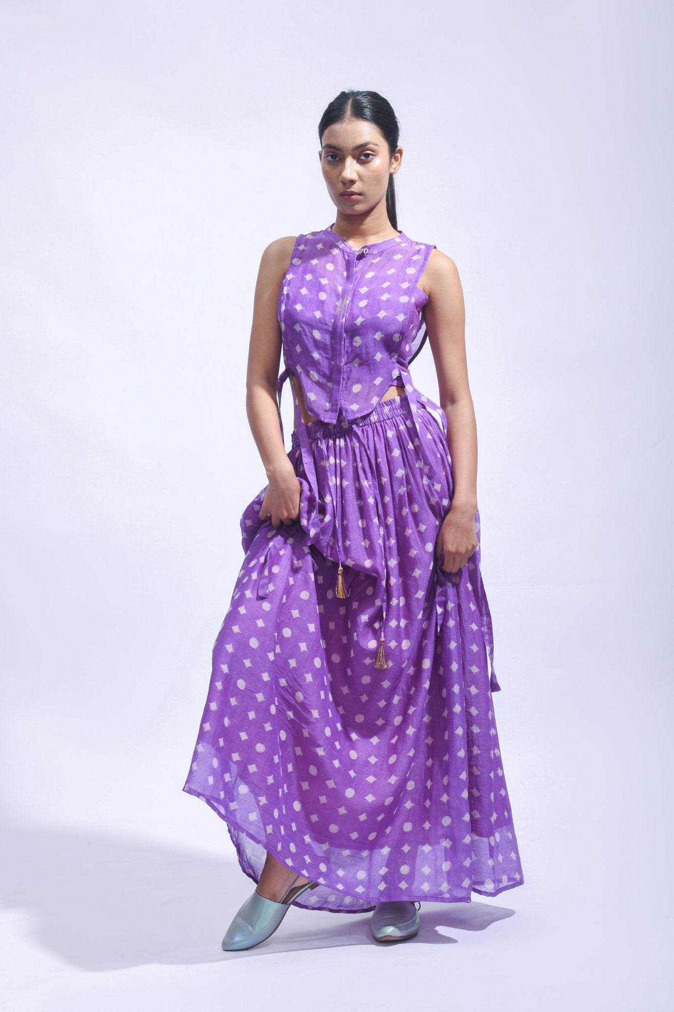 Amethyst Cross Silk Set - CiceroniSkirt SetJayati Goenka